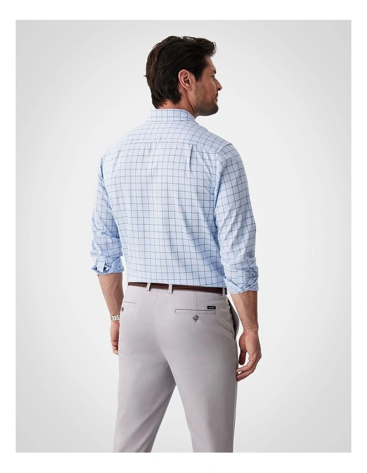 Easy Care Twill Check Long Sleeve Shirt in Blue image 2