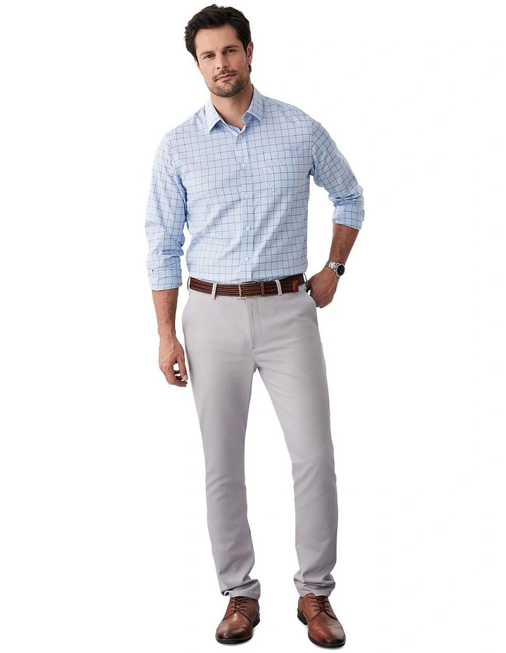 Easy Care Twill Check Long Sleeve Shirt in Blue image 5