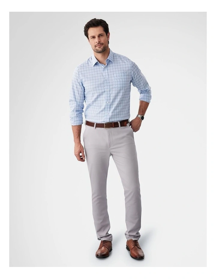 Easy Care Twill Check Long Sleeve Shirt in Blue image 5