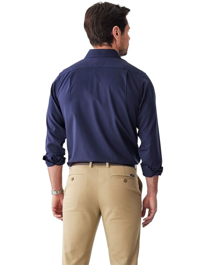 Non-Iron Dobby Plain Long Sleeve Shirt in Navy image 2