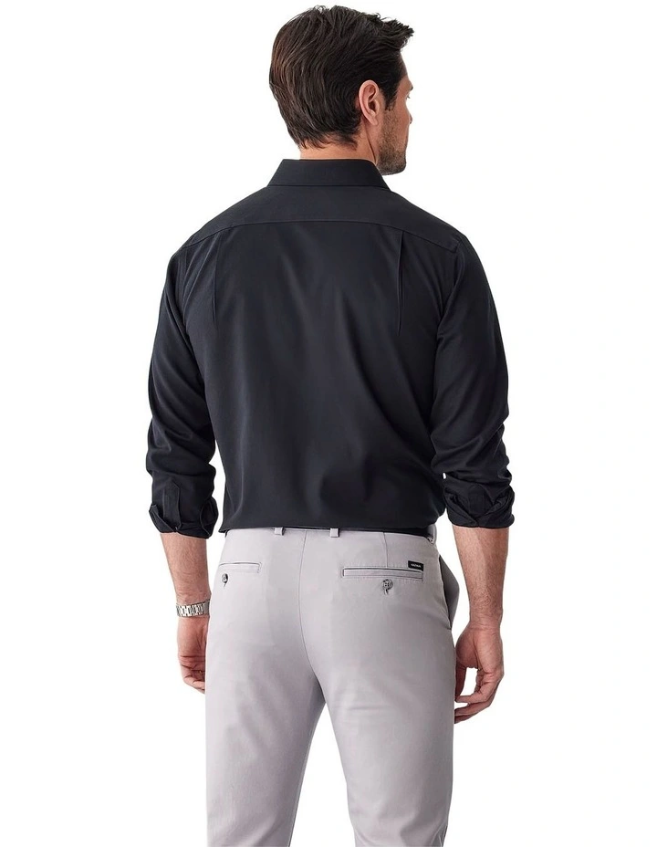 Non-Iron Dobby Plain Long Sleeve Shirt in Black image 2