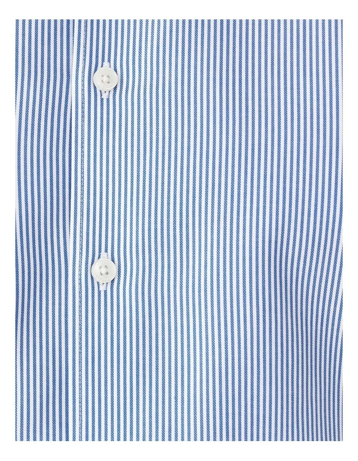 Non-Iron Twill Stripe Long Sleeve Shirt in Blue image 6