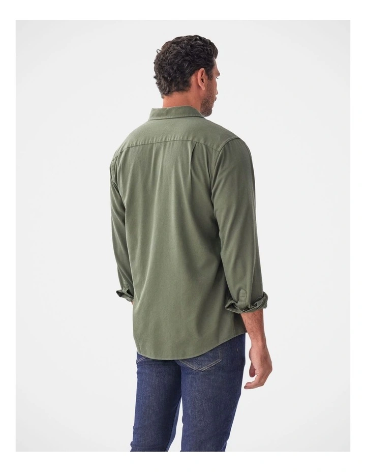 Casual Bedford Long Sleeve Shirt Khaki image 2