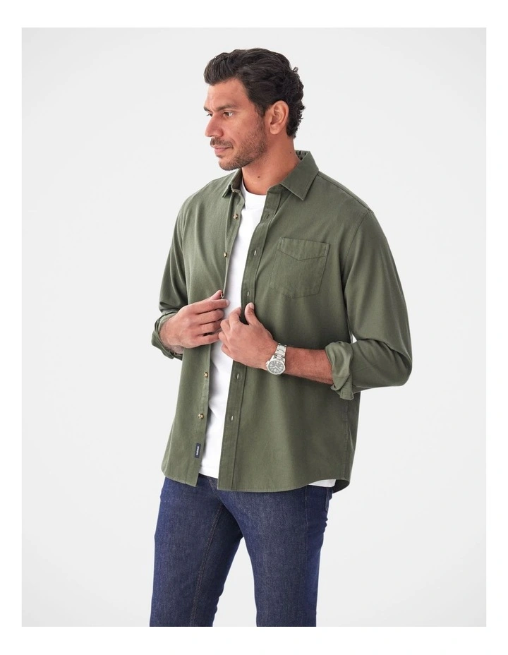 Casual Bedford Long Sleeve Shirt Khaki image 4