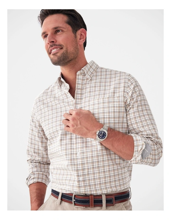 Easy Care Oxford Check Long Sleeve Shirt in Multi Check image 3
