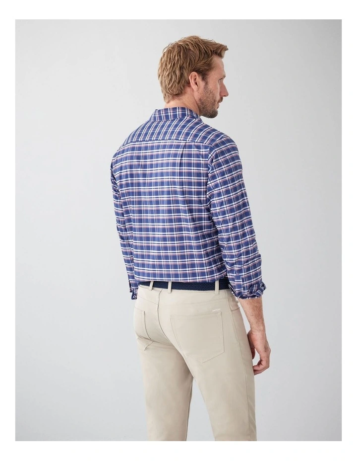 Easy Care Multi Check Long Sleeve Shirt in Navy image 2