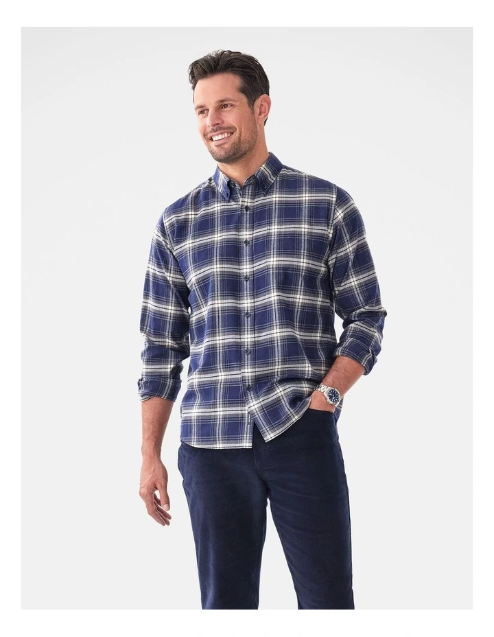 Brushed Twill Check Long Sleeve Shirt Charcoal image 1