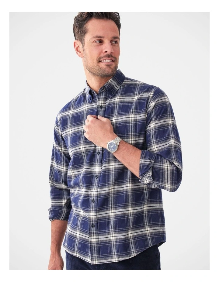 Brushed Twill Check Long Sleeve Shirt Charcoal image 3