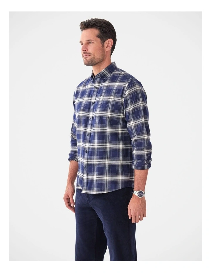 Brushed Twill Check Long Sleeve Shirt Charcoal image 4