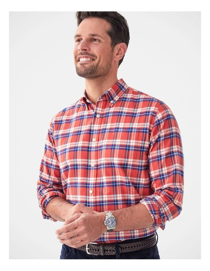 Brushed Twill Check Long Sleeve Shirt Red image 3