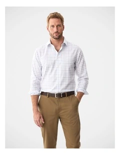 Non-Iron Twill Check Long Sleeve Shirt White