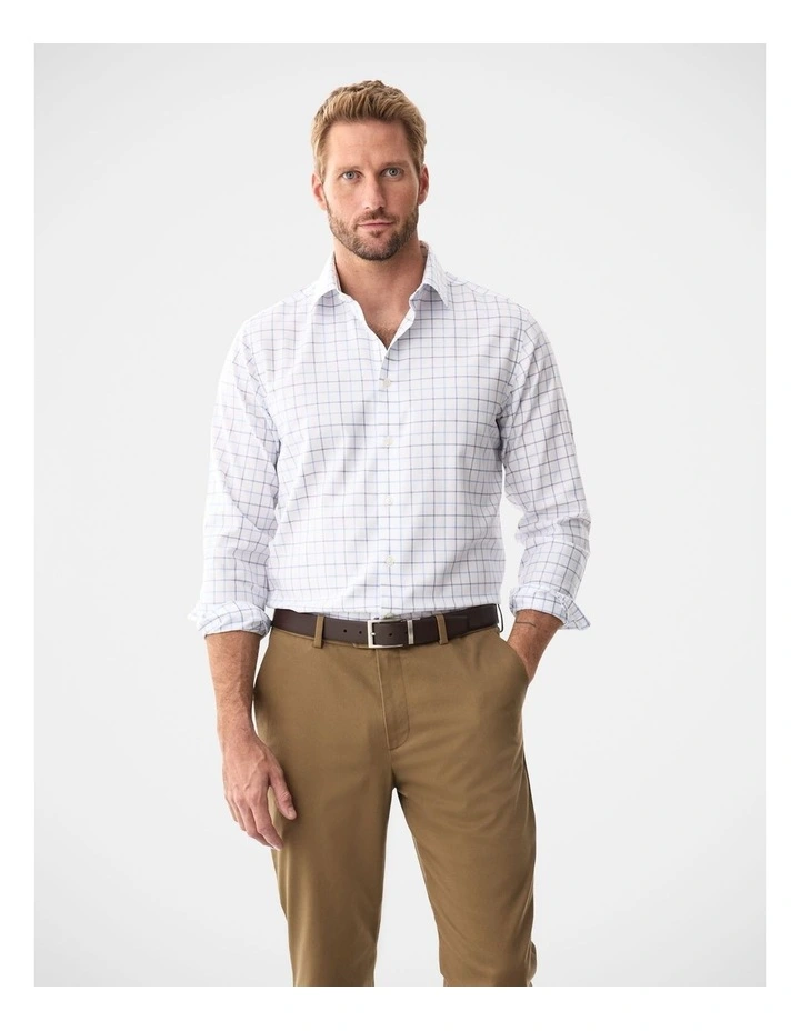 Non-Iron Twill Check Long Sleeve Shirt White image 1