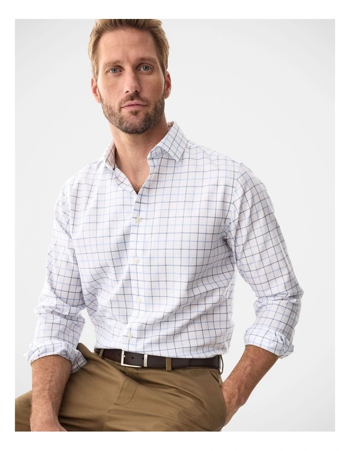 Non-Iron Twill Check Long Sleeve Shirt White image 3