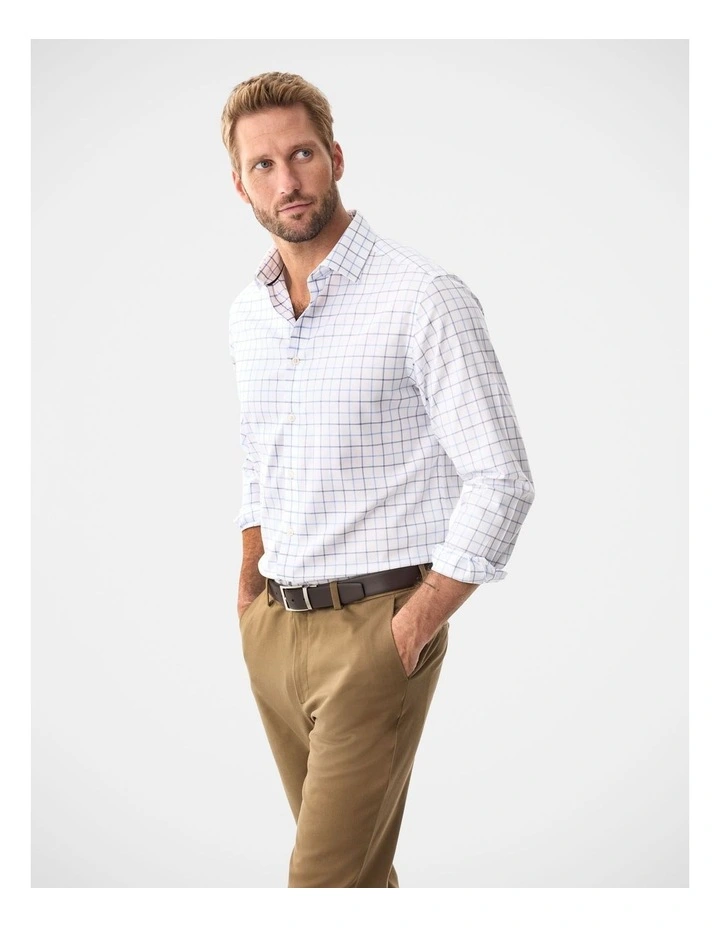 Non-Iron Twill Check Long Sleeve Shirt White image 4