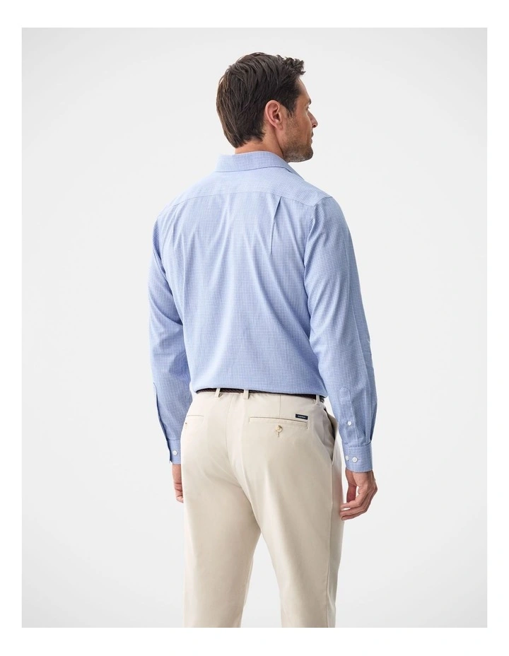 Non-Iron Micro Check Long Sleeve Shirt Blue image 2