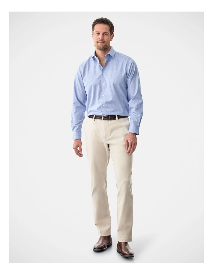 Non-Iron Micro Check Long Sleeve Shirt Blue image 5