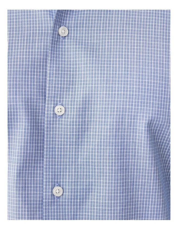 Non-Iron Micro Check Long Sleeve Shirt Blue image 6