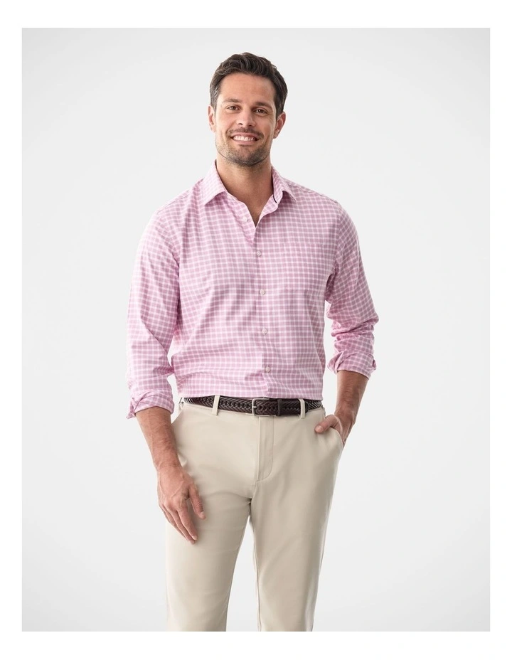 Non-Iron Twill Check Long Sleeve Shirt Berry image 1