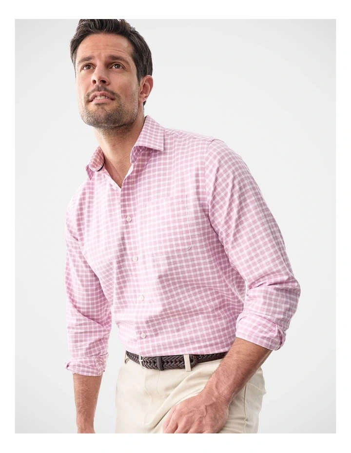 Non-Iron Twill Check Long Sleeve Shirt Berry image 3