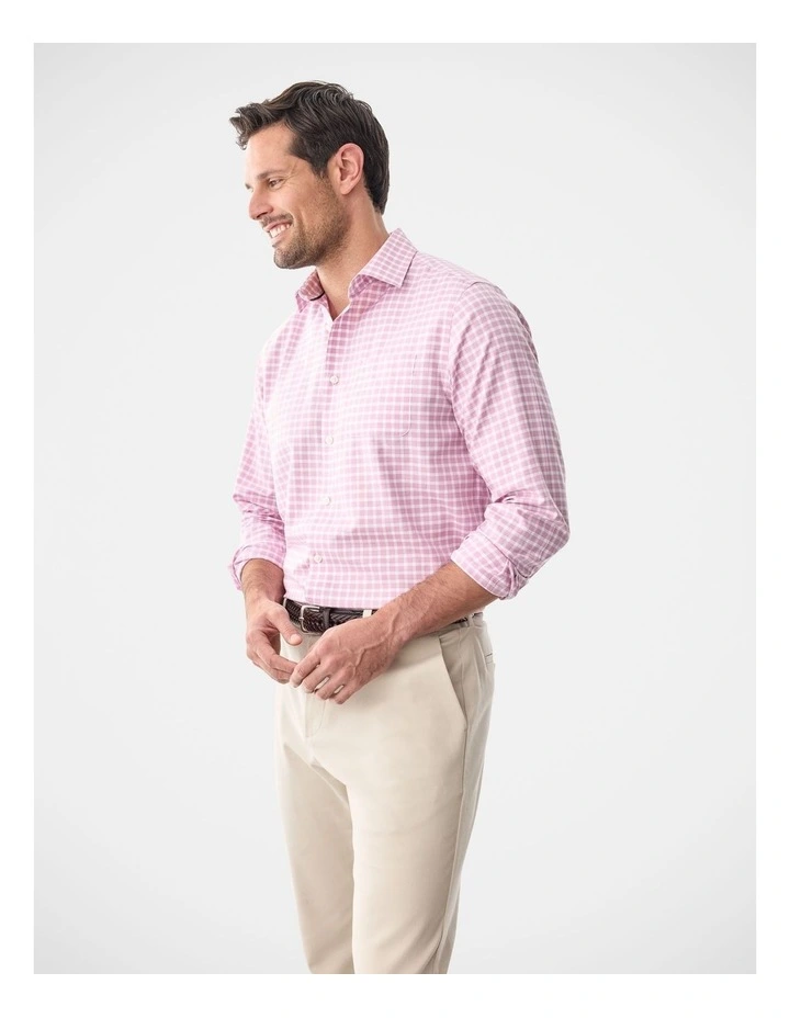 Non-Iron Twill Check Long Sleeve Shirt Berry image 4