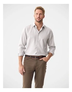Non-Iron Oxford Check Long Sleeve Shirt Sand