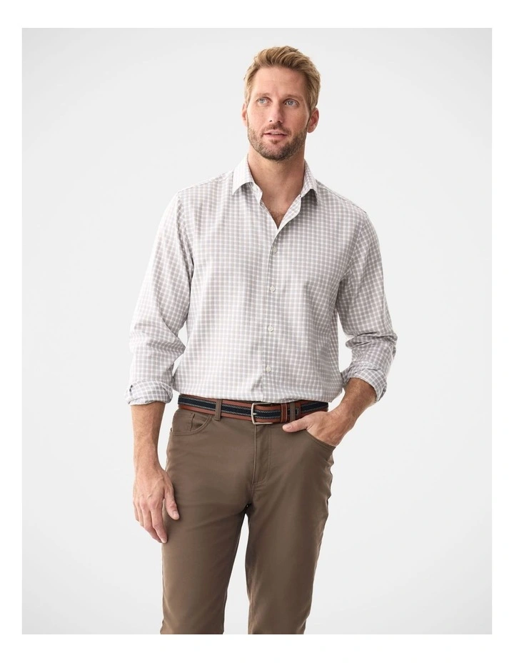 Non-Iron Oxford Check Long Sleeve Shirt Sand image 1