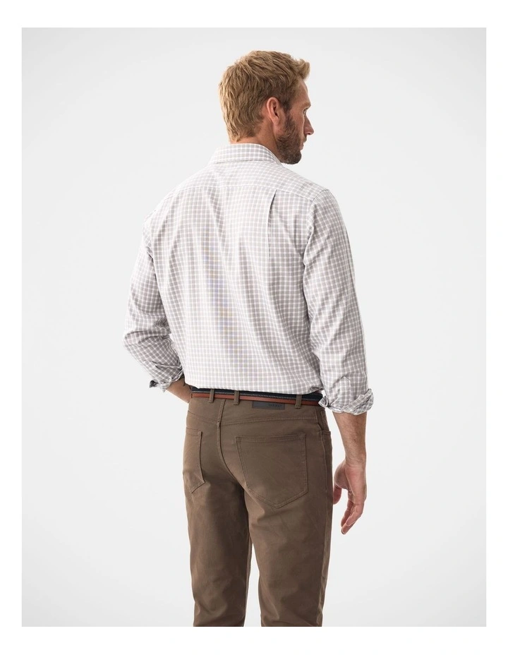 Non-Iron Oxford Check Long Sleeve Shirt Sand image 2