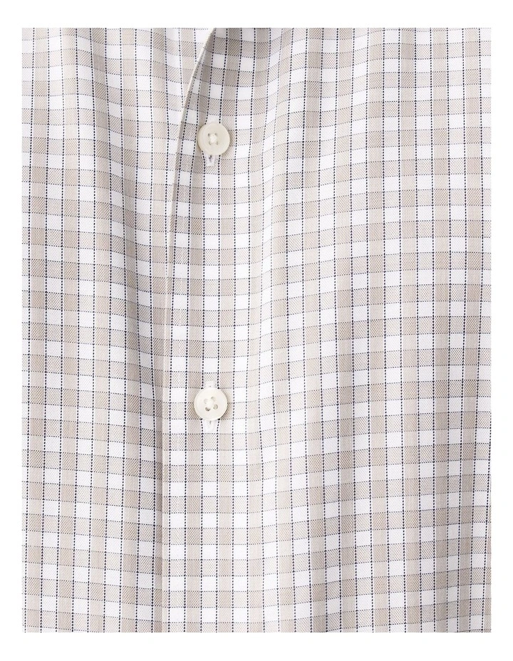 Non-Iron Oxford Check Long Sleeve Shirt Sand image 6