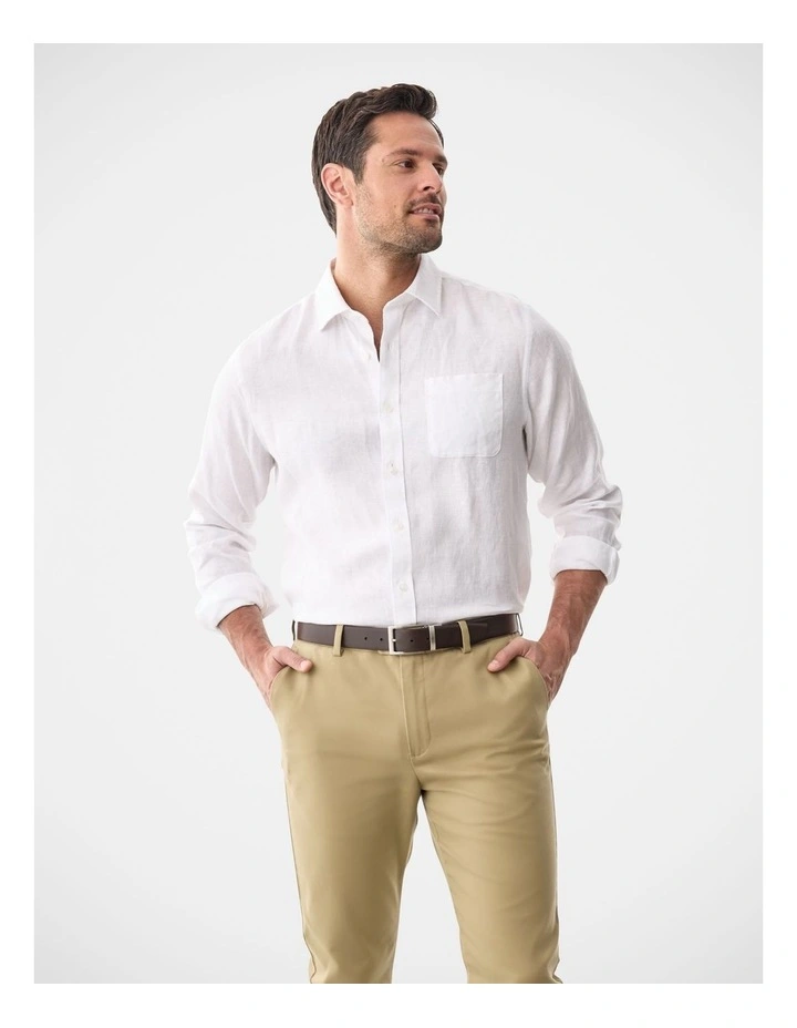 Pure French Linen Long Sleeve Shirt White image 1