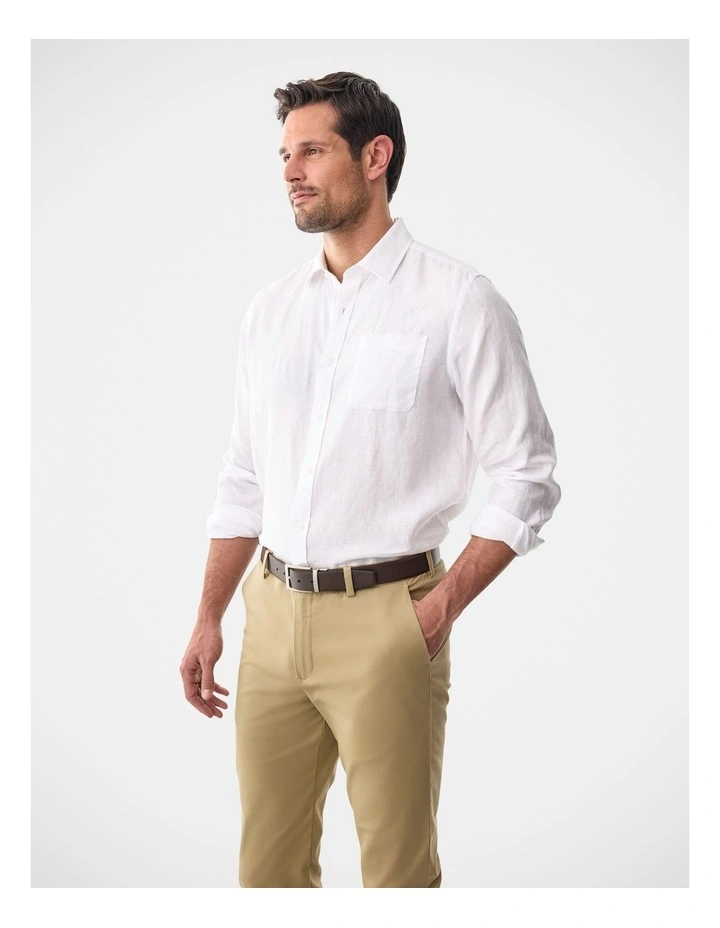 Pure French Linen Long Sleeve Shirt White image 4