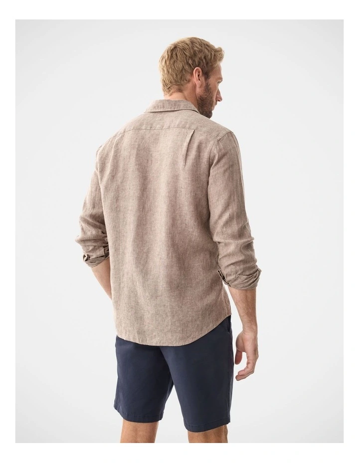 Pure French Linen Long Sleeve Shirt Mocha image 2