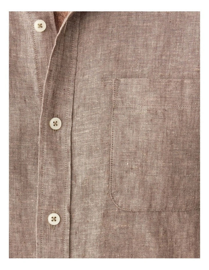 Pure French Linen Long Sleeve Shirt Mocha image 5