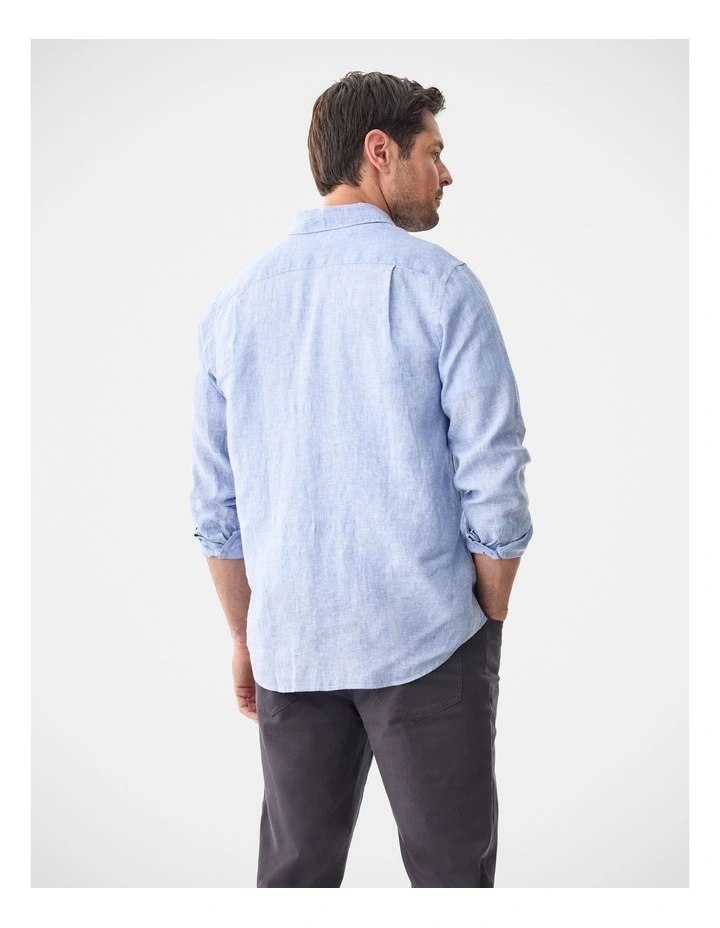 Pure French Linen Long Sleeve Shirt Pale Blue image 2