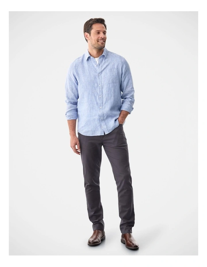 Pure French Linen Long Sleeve Shirt Pale Blue image 5