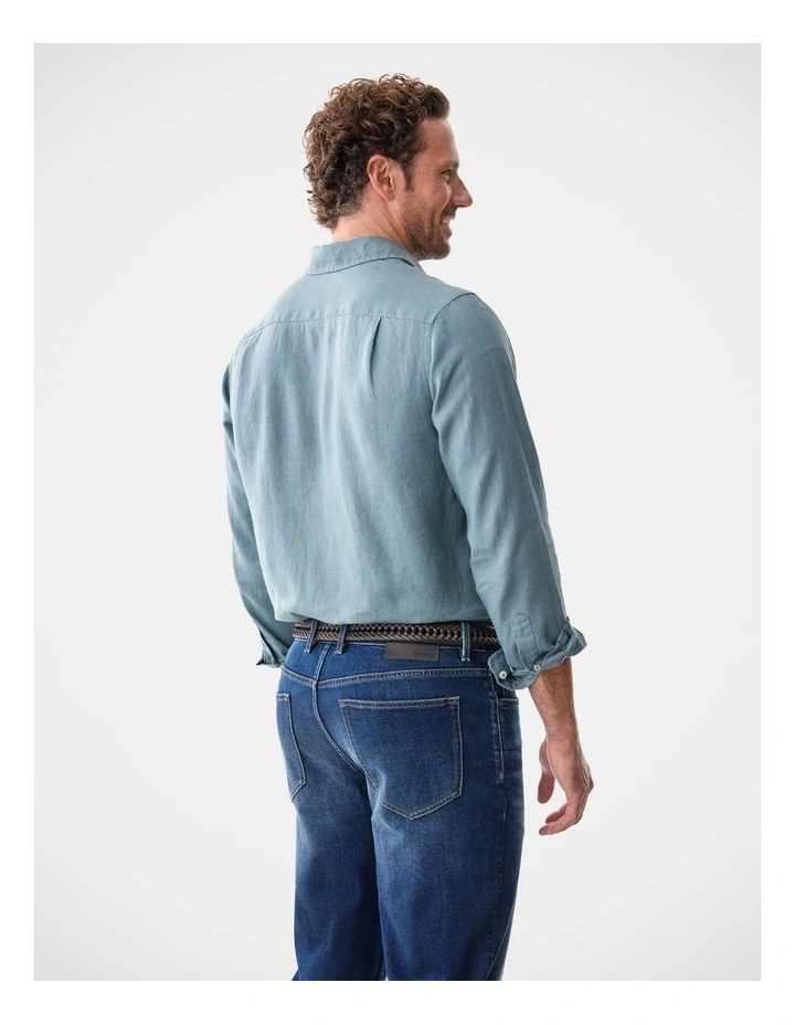 Pure French Linen Long Sleeve Shirt Kelp image 2