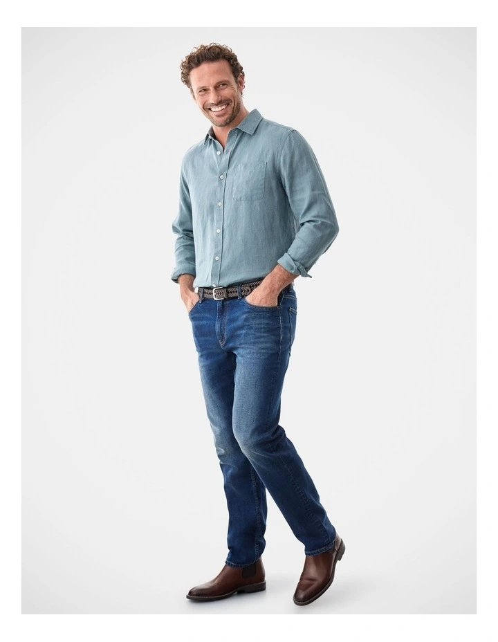 Pure French Linen Long Sleeve Shirt Kelp image 4