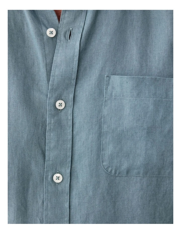 Pure French Linen Long Sleeve Shirt Kelp image 5