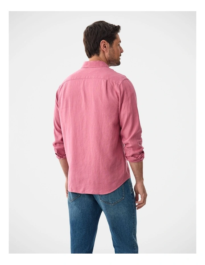 Pure French Linen Long Sleeve Shirt Berry image 2