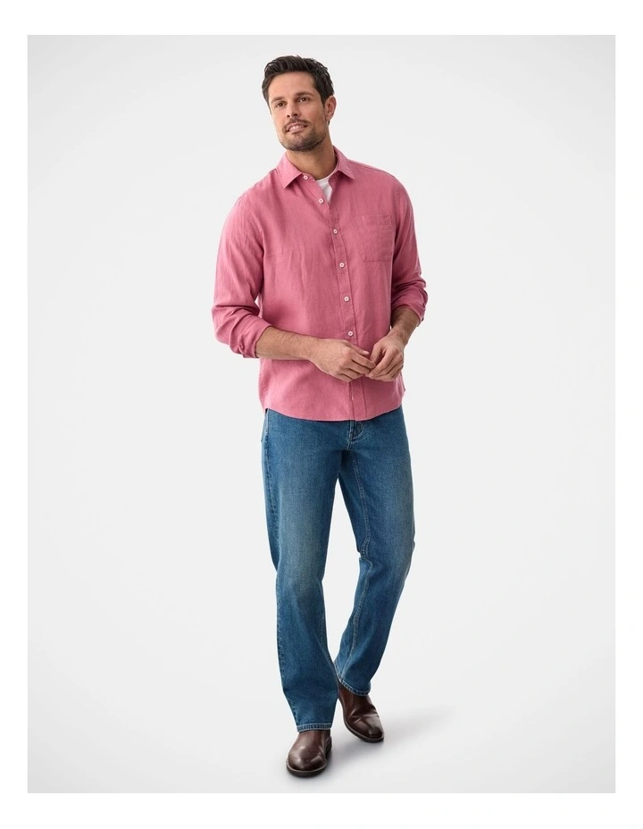 Pure French Linen Long Sleeve Shirt Berry image 5