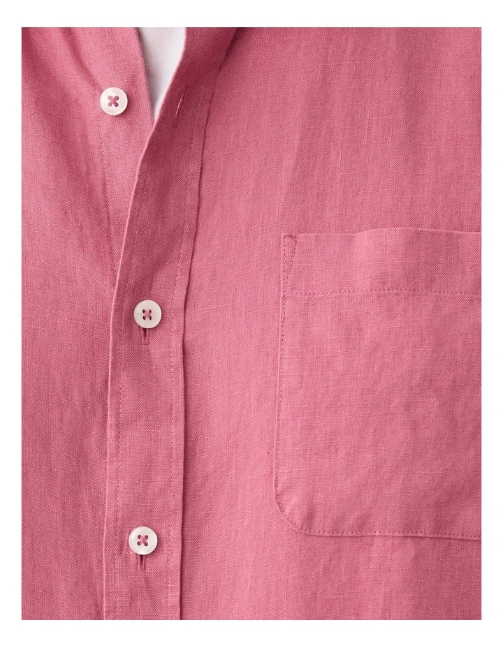 Pure French Linen Long Sleeve Shirt Berry image 6