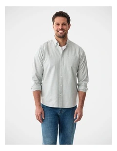 Casual Oxford Stripe Long Sleeve Shirt Fern