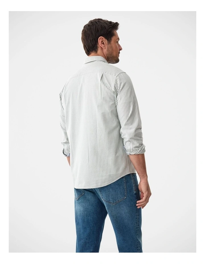 Casual Oxford Stripe Long Sleeve Shirt Fern image 2