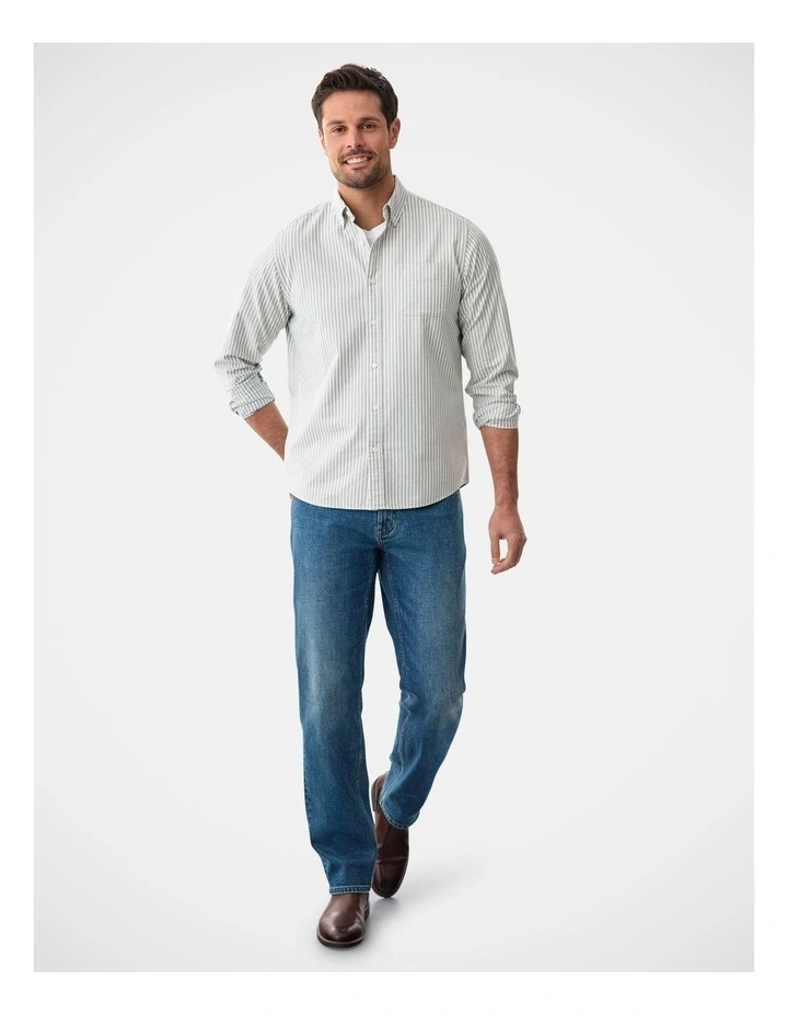 Casual Oxford Stripe Long Sleeve Shirt Fern image 5