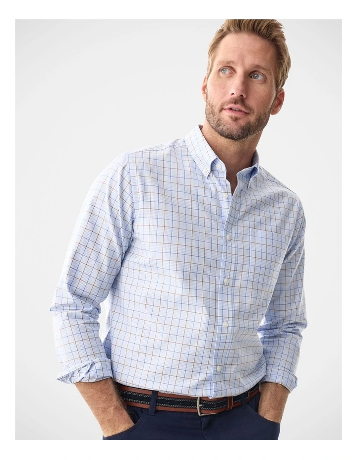 Easy Care Multi Check Long Sleeve Shirt Sky Blue image 3