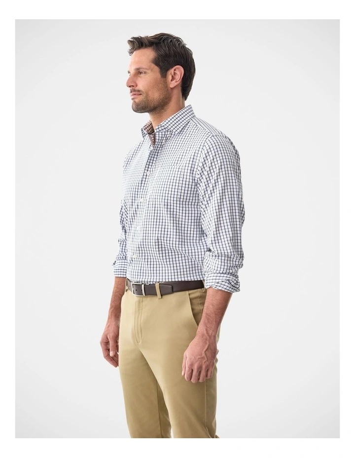 Non-Iron Dobby Check Long Sleeve Shirt Vintage Indigo image 4