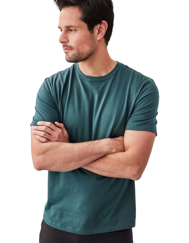 Basic Crew T/Shirt in Dark Green image 3