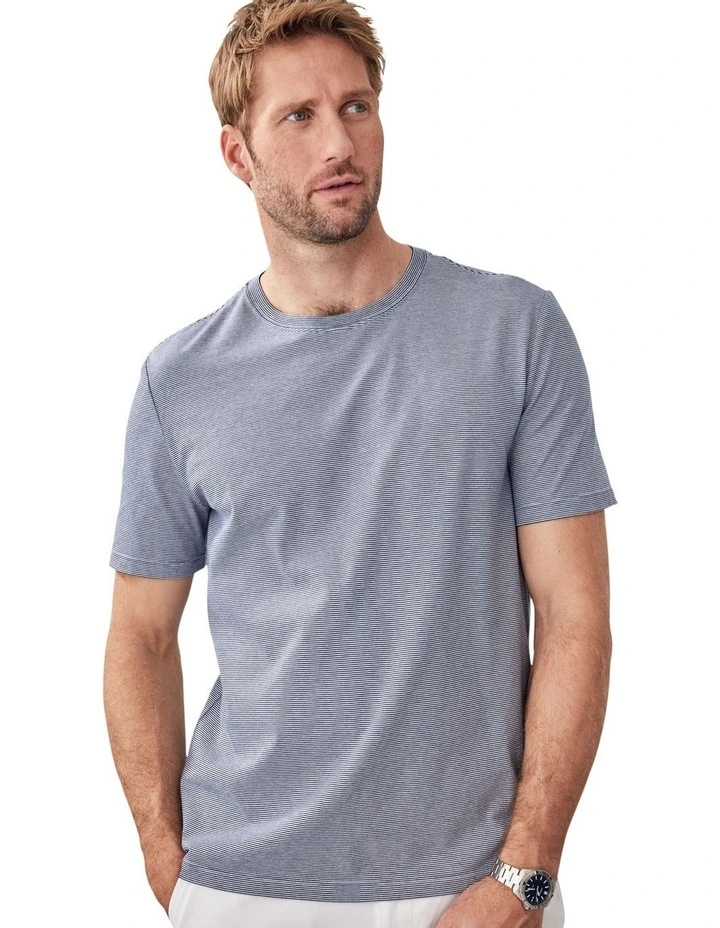 Weekend Stripe Crew T-shirt in Blue image 4