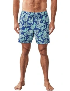Fern Print Swim Short in Navy