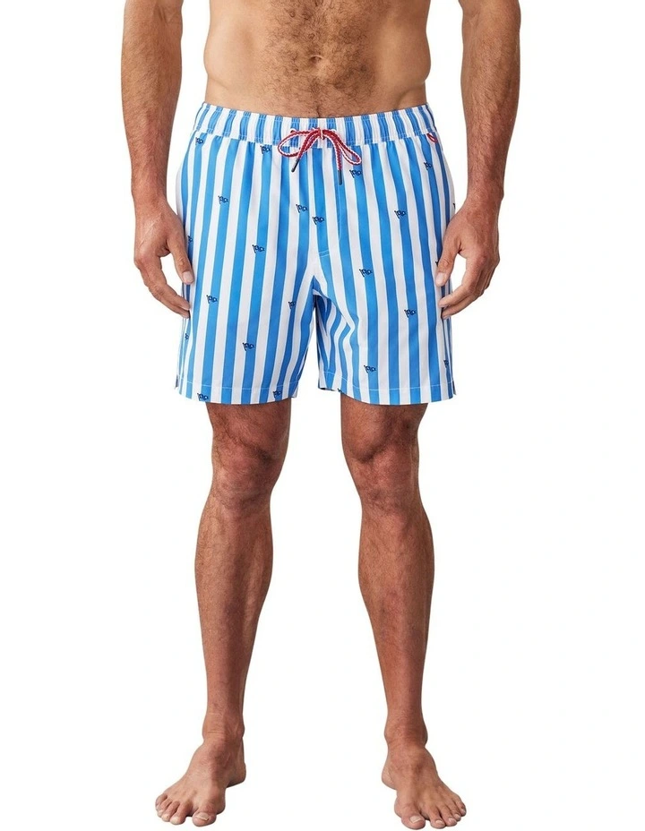 Stripe Flag Swim Short in Blue image 1
