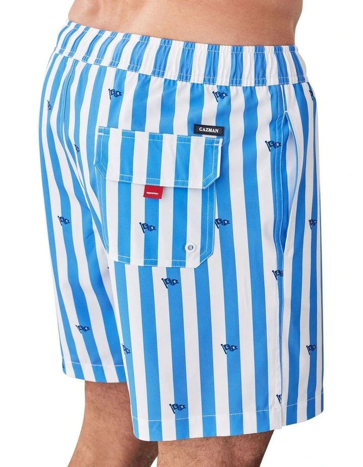 Stripe Flag Swim Short in Blue image 3